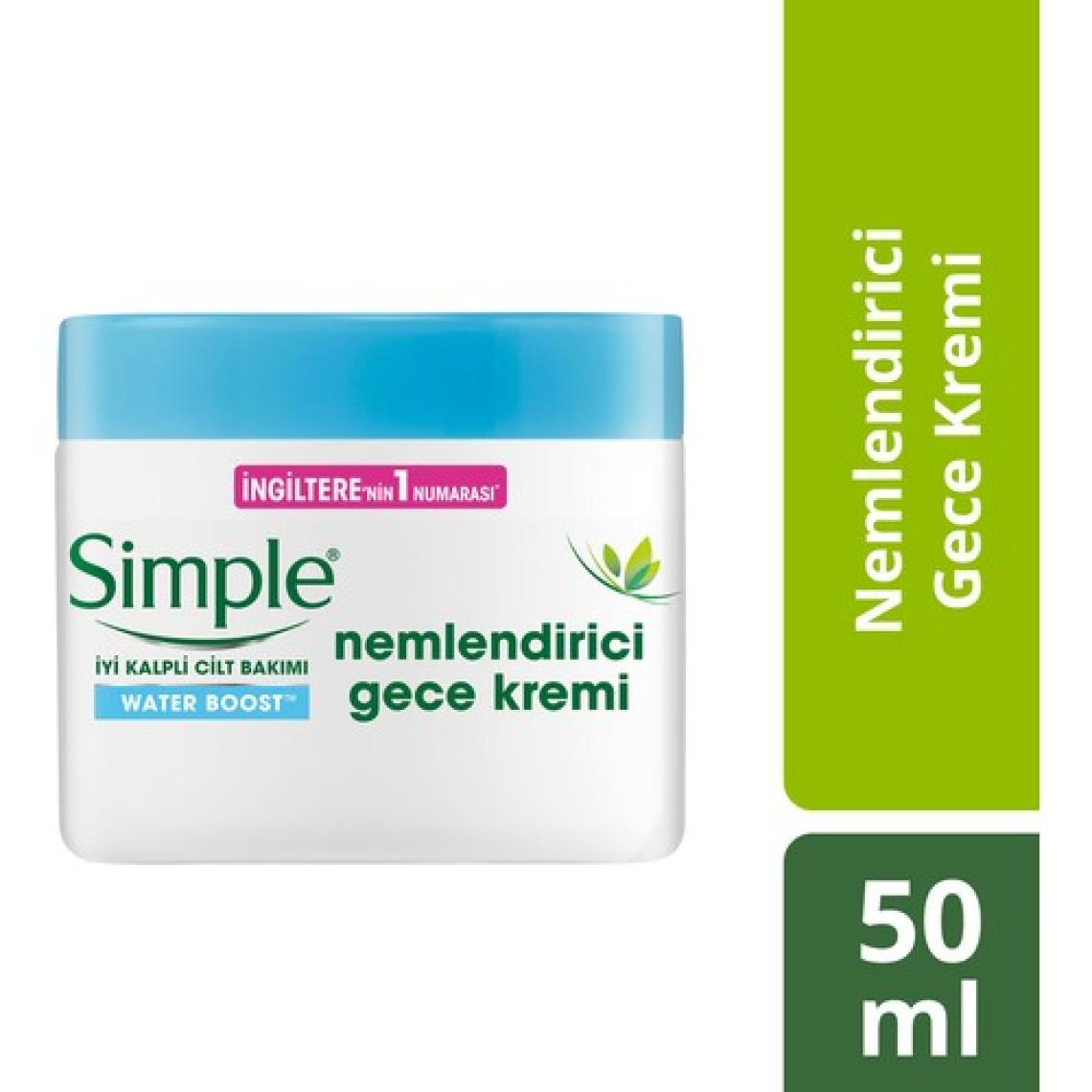 Simple Water Boost Kuru Ciltler İçin Nemlendirici Gece Kremi 50 Ml