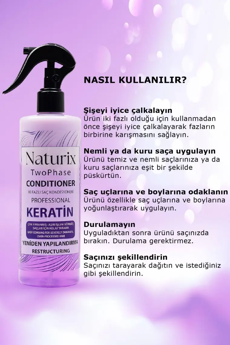 Naturix Bitkisel Keratin Bakım Iki Fazlı Saç Açıcı Sprey 400 ml