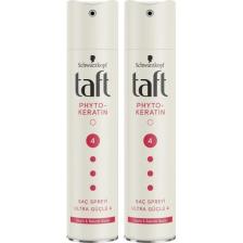 Taft Ultra Güçlü Saç Spreyi - 48 Saat Dayanıklılık, 250 ml x 2 Adet, Tüm Saç Tipleri için Sıvılaştırılmış Keratin