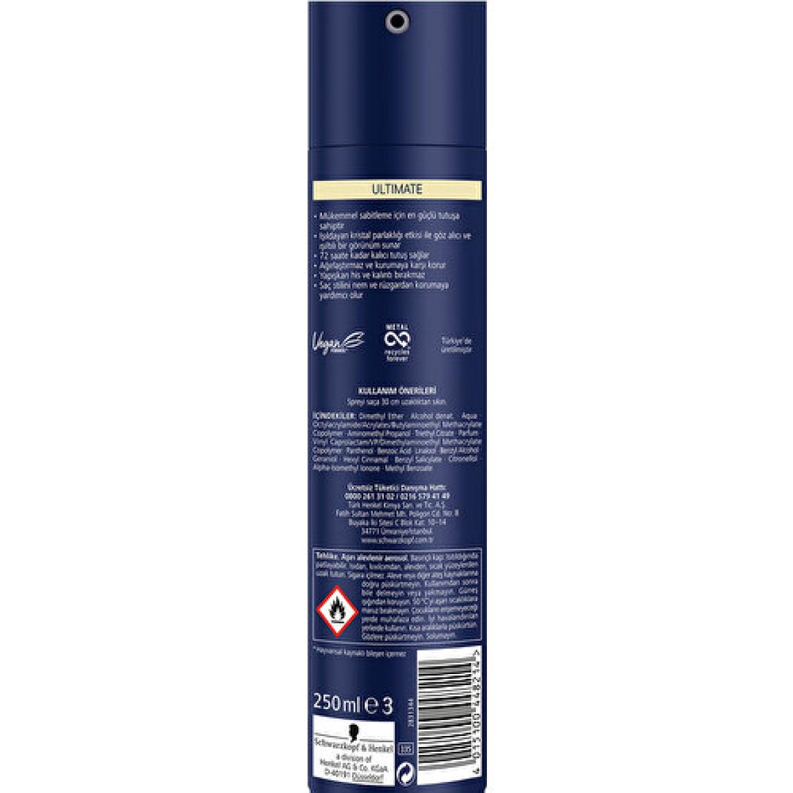 Taft Ultımate Sprey 250 Ml 1 Adet Kalıcı Tutuş Saç Spreyi