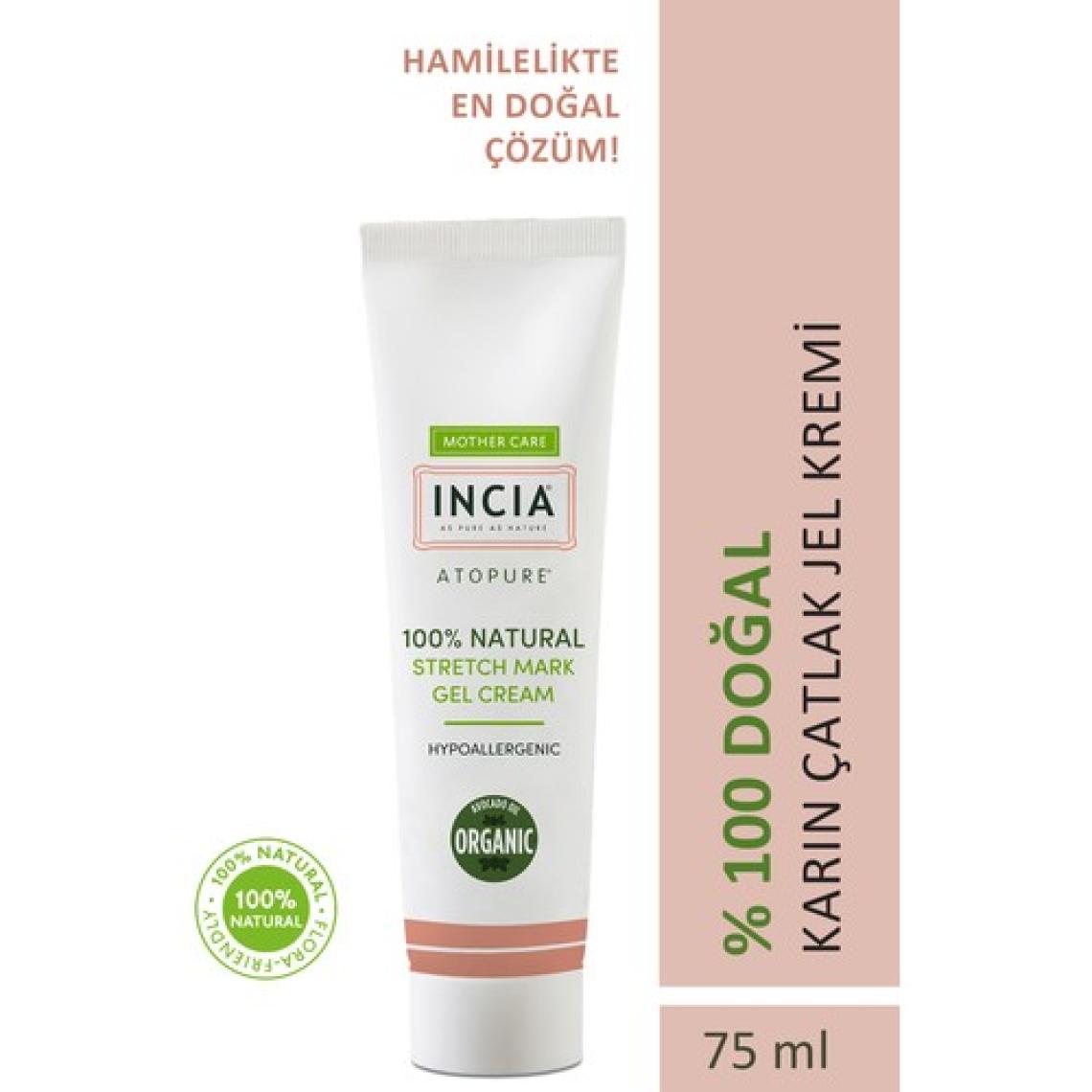 INCIA %100 Doğal Karın Çatlak Jel Kremi Çatlak Önleyici Organik Avokado Yağı Hamilelikte 75 ml