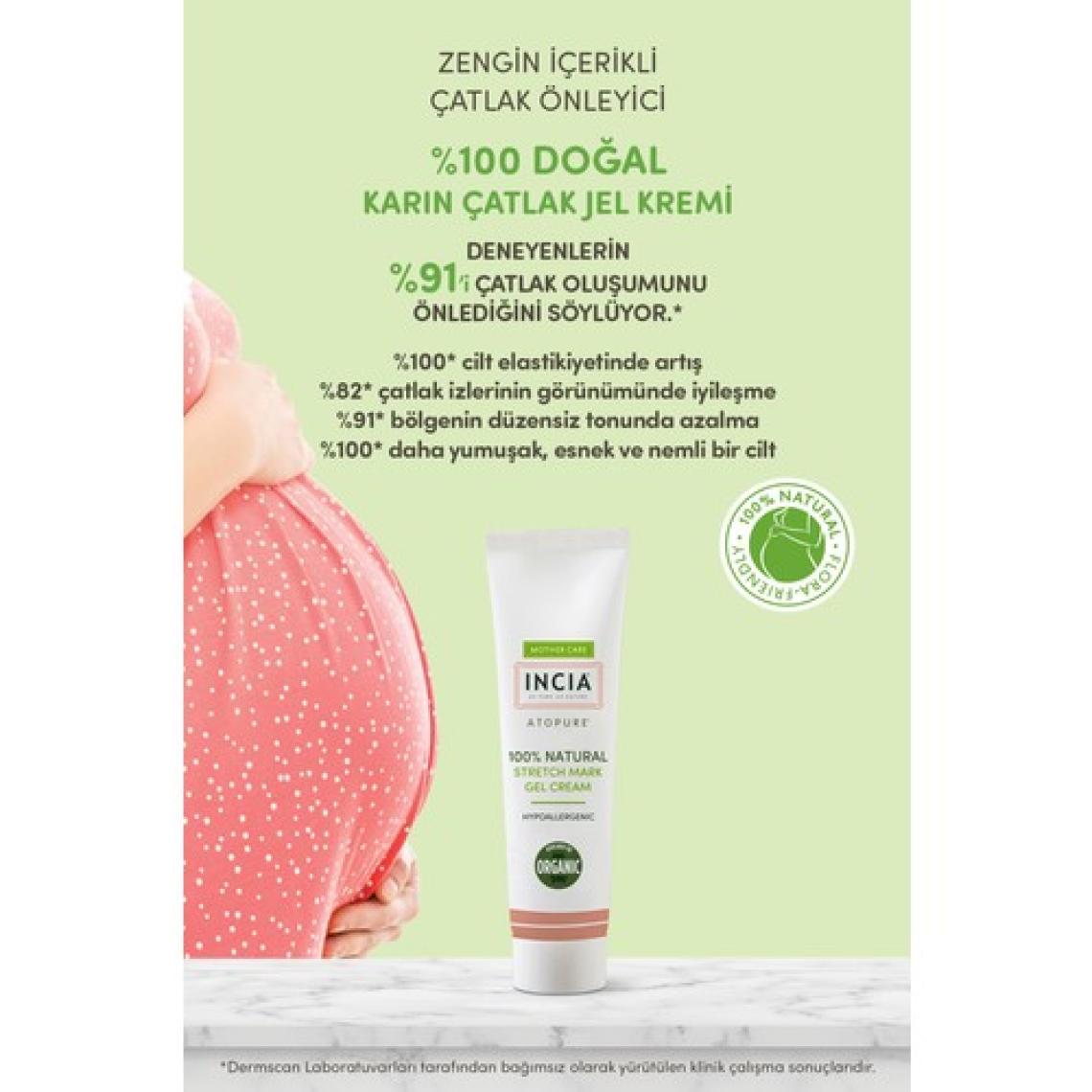INCIA %100 Doğal Karın Çatlak Jel Kremi Çatlak Önleyici Organik Avokado Yağı Hamilelikte 75 ml