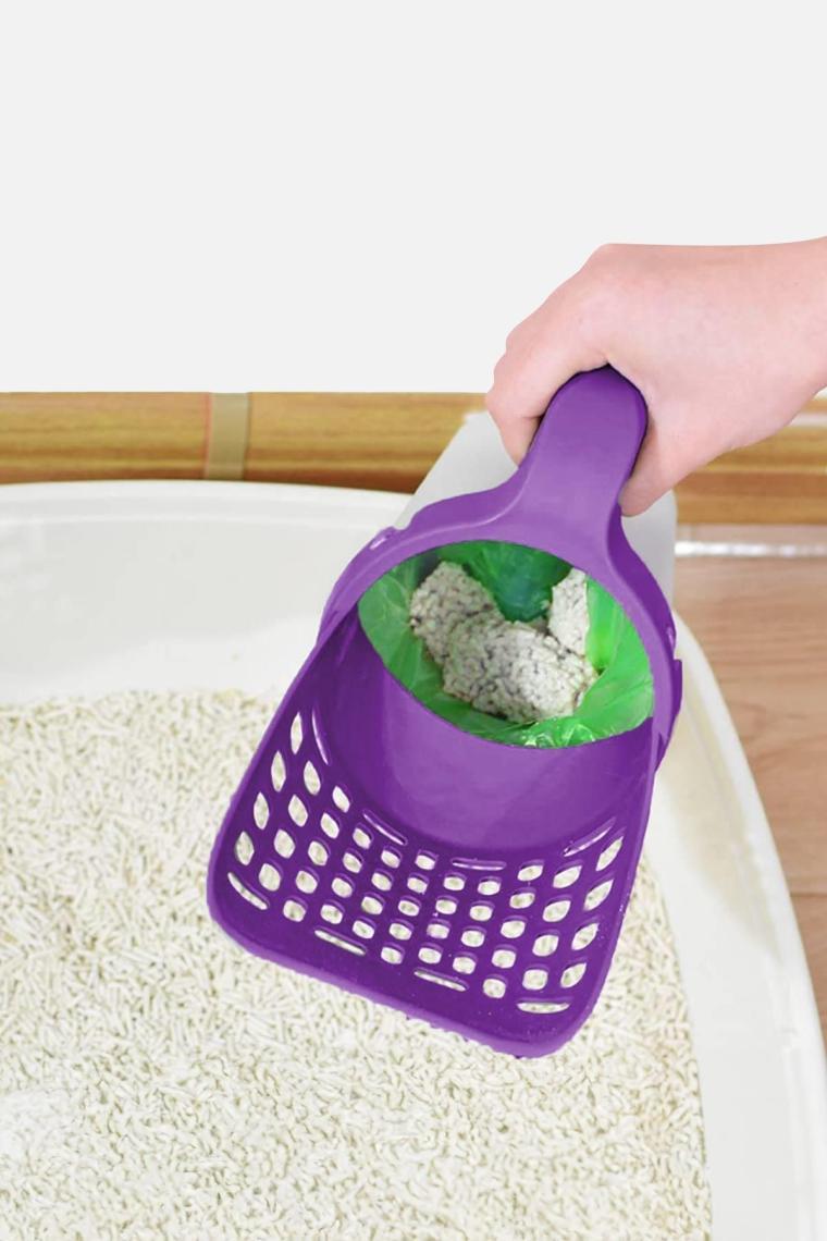 GOBYPET 3 Lü Set Yeni Nesil Mor Kedi Kumu Küreği, Çok Fonksiyonlu Kaşıma Aleti, Fareli Hacıyatmaz