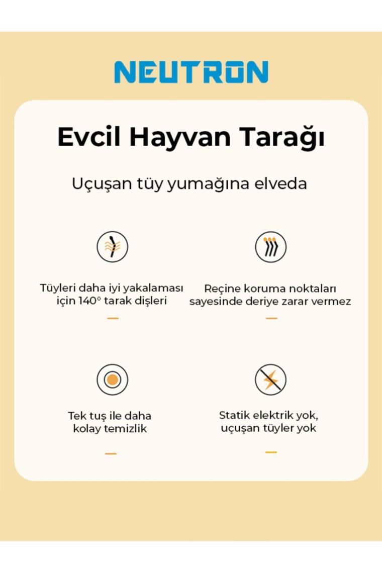Kedi Tarağı, Kedi Tüy Toplayıcı, 140 Derece Kavisli Tarak Dişleri