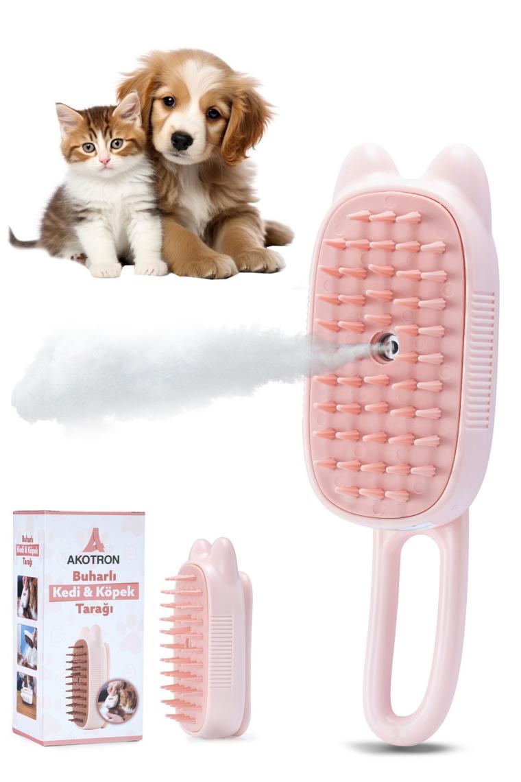 Akotron Buharlı Kedi Köpek Tarağı | Evcil Hayvan Masaj Temizleme Fırçası | Şarjlı Pet Masaj Aleti