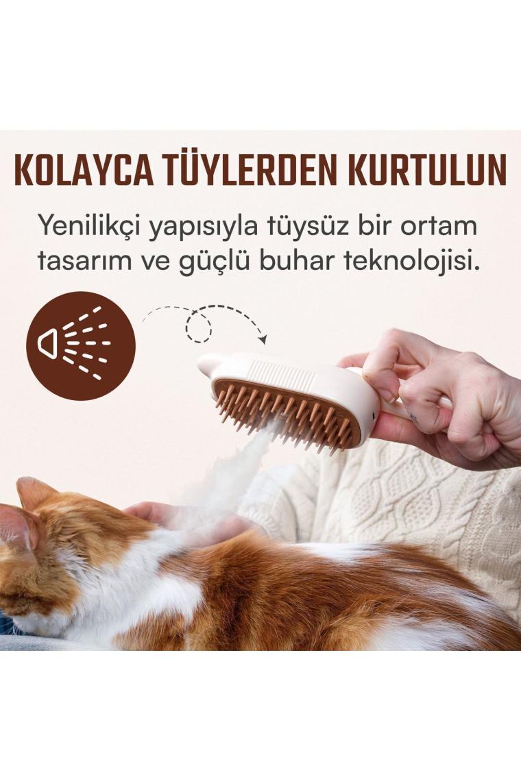 Akotron Buharlı Kedi Köpek Tarağı | Evcil Hayvan Masaj Temizleme Fırçası | Şarjlı Pet Masaj Aleti