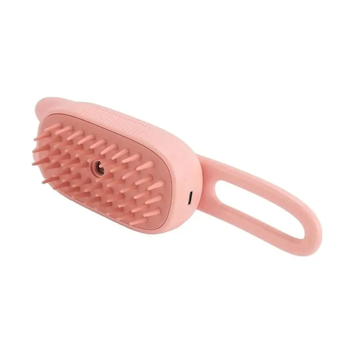 Justie Pet Kedi Tasarımlı Saplı Buharlı Kedi Tarağı, Buharlı Kedi Yıkama Fırçası Tarağı Pembe-Bej