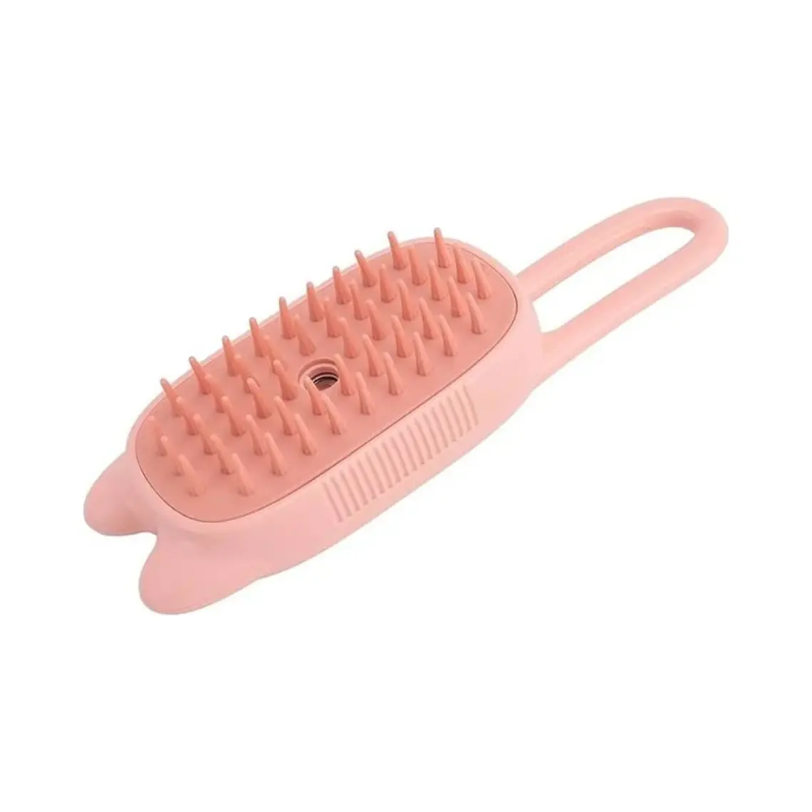Justie Pet Kedi Tasarımlı Saplı Buharlı Kedi Tarağı, Buharlı Kedi Yıkama Fırçası Tarağı Pembe-Bej
