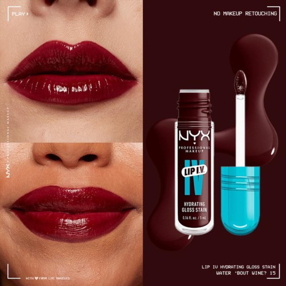 NYX Professional Makeup Lip I.V. Vitamin İçeren Parlatıcı + Tint - 15 Water 'Bout Wine?