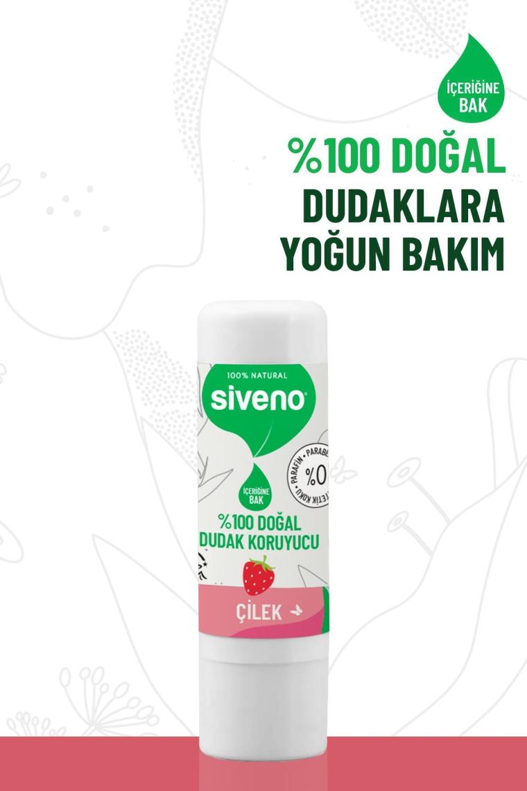 %100 Doğal Dudak Koruyucu Çilek Bitkisel Lipbalm Dudak Kremi Nemlendirici Parlatıcı Onarıcı 6 G