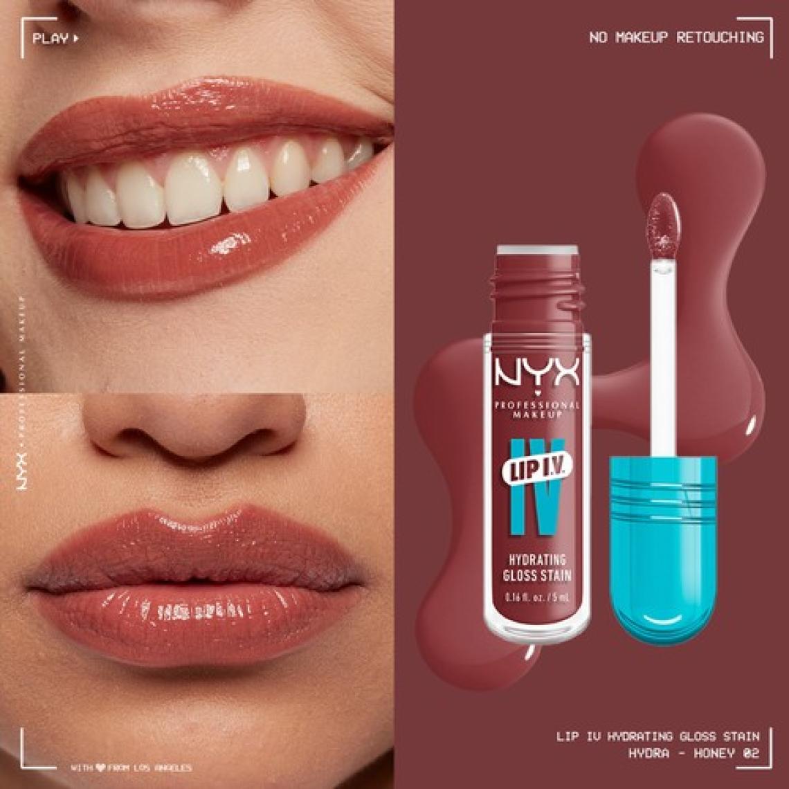 NYX Professional Makeup Lip I.V. Vitamin İçeren Parlatıcı + Tint - 02 Hydra-Honey