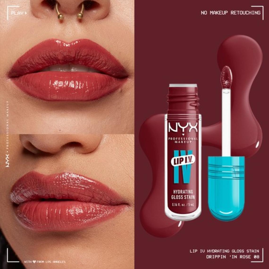 NYX Professional Makeup Lip I.V. Vitamin İçeren Parlatıcı + Tint - 08 Drippin' In Rose