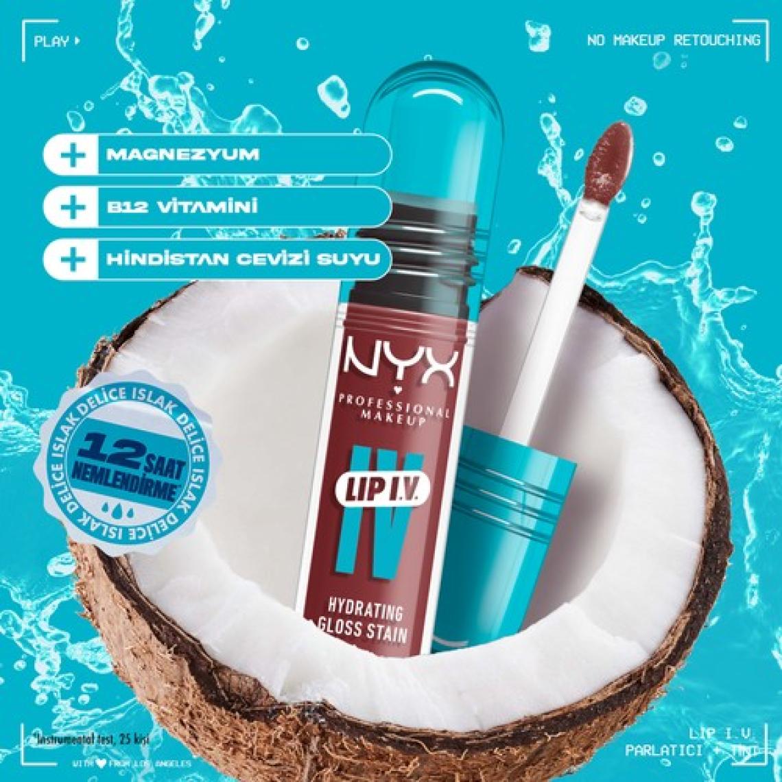 NYX Professional Makeup Lip I.V. Vitamin İçeren Parlatıcı + Tint - 08 Drippin' In Rose