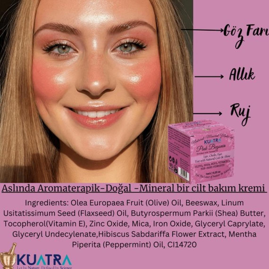 Kuatra Pink Begonia Nemlendirici - Antioksidan Işıltı Veren Balm (Doğal Içerikli Ruj- Allık)