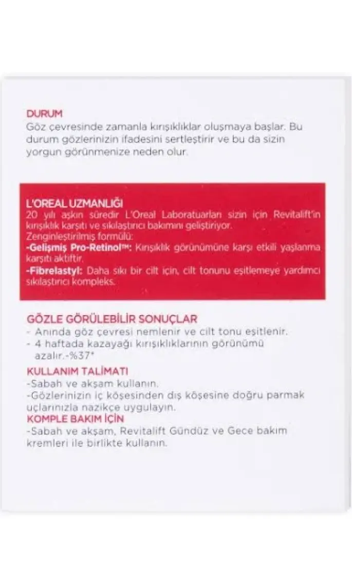L'Oréal Paris Revitalift Göz Bakım Kremi