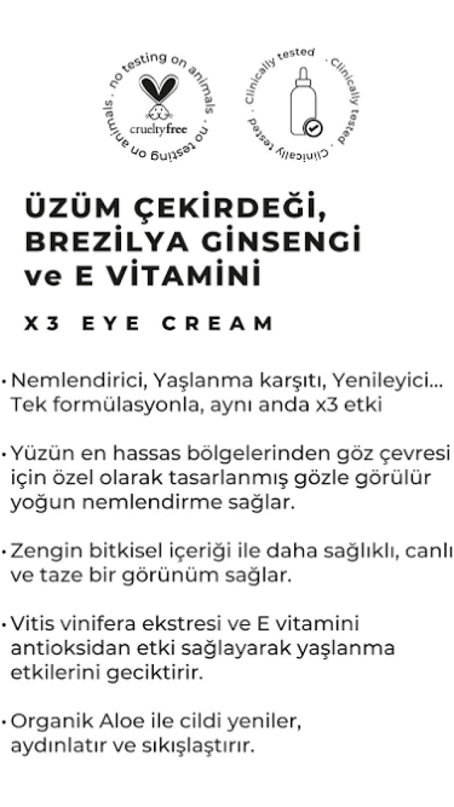 GLOI 3 Etkili Göz Kremi - Göz Altı Torba Ve Morlukları Karşıtı, Koyu Halka Karşıtı