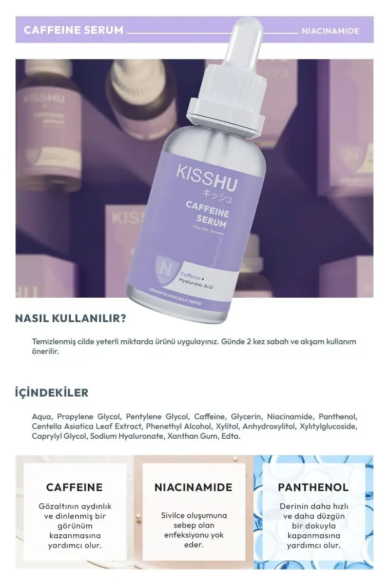 KISSHU Gözaltı Morluğu, Şişlik ve Yaşlanma Karşıtı Göz Altı Serumu - Hyaluronic Acid, Niacinamide