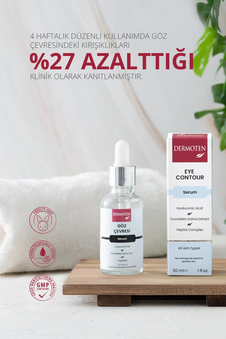 Dermoten Göz Çevresi, Hyaluronik Asit ve Dunaliella Salin Özlü Göz Çevresi Bakım Serumu 30 ml
