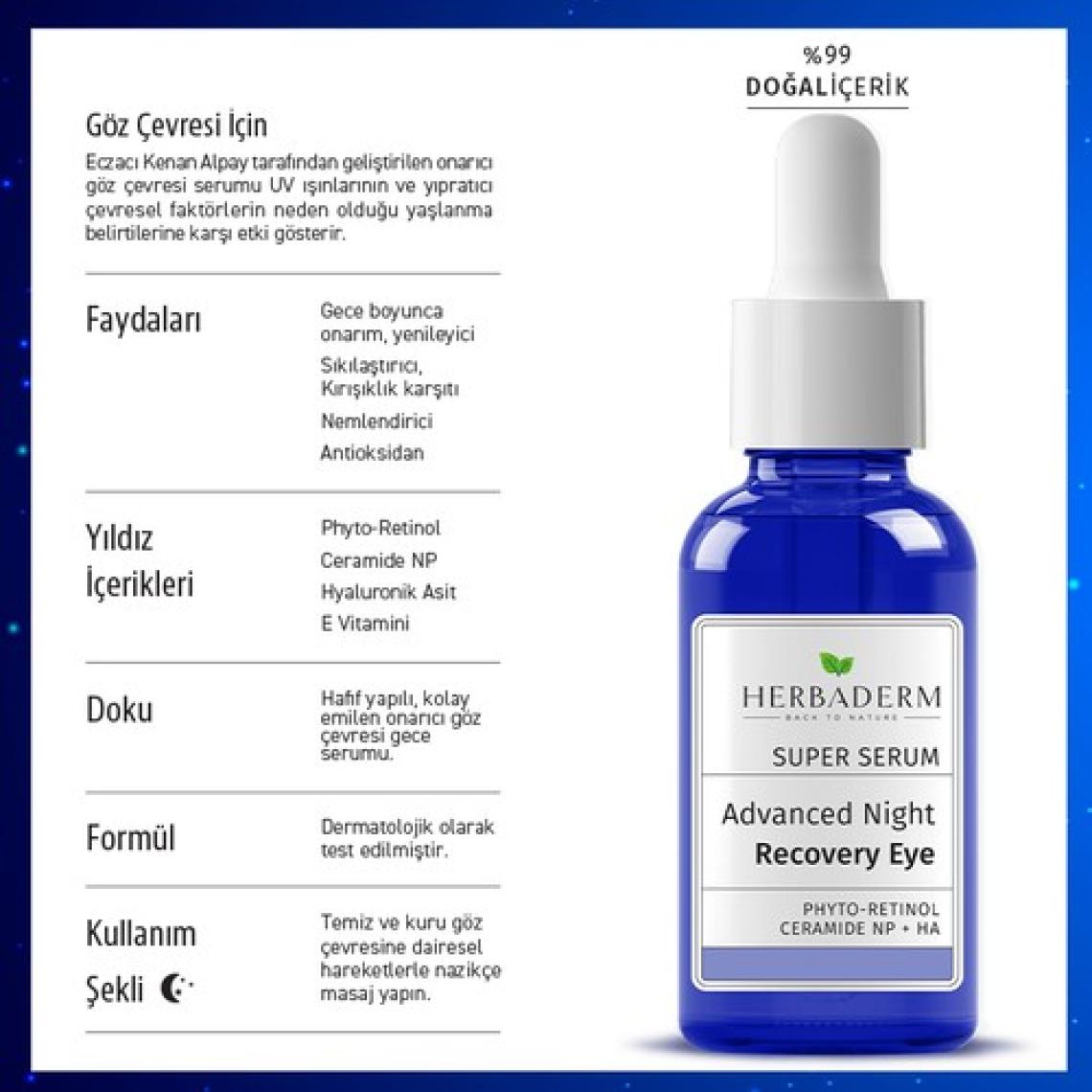 Herbaderm Superserum Gözçevresi Yoğun Onarıcı Gece Komp