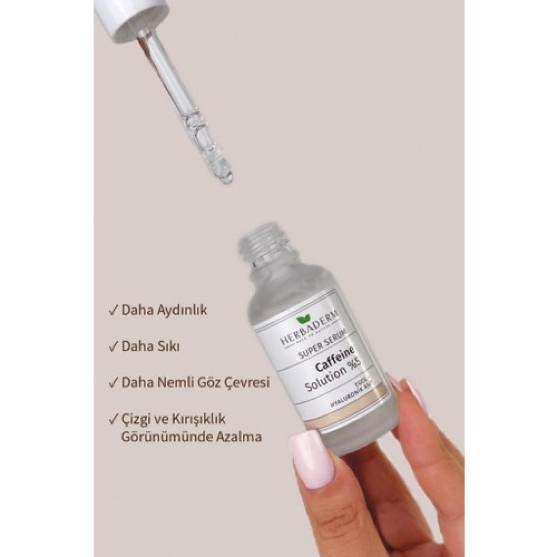 Herbaderm Süper Serum Göz Altı Torba ve Morluklarına Karşı Göz Çevresi Bakım Serumu Kafein + Hyaluronik Asit + EGCG %96 Doğal İçerik 30 Ml