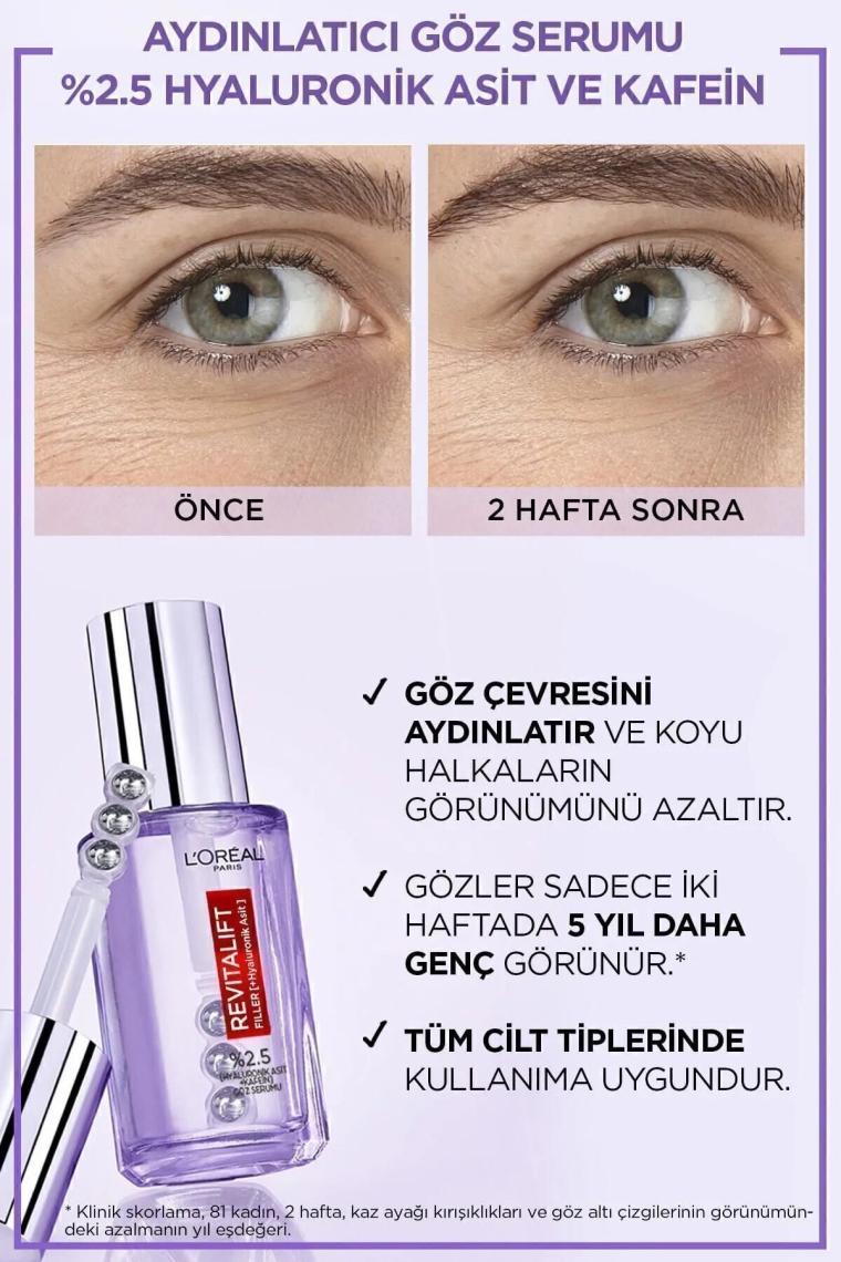 Revitalift Filler Göz Çevresini Aydınlatıcı, Koyu Halka Görünümünü Azaltan Göz Serumu 20ml