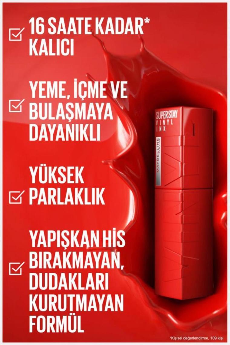 Maybelline New York Super Stay Vinyl Ink Likit Parlak Ruj 20 Coy