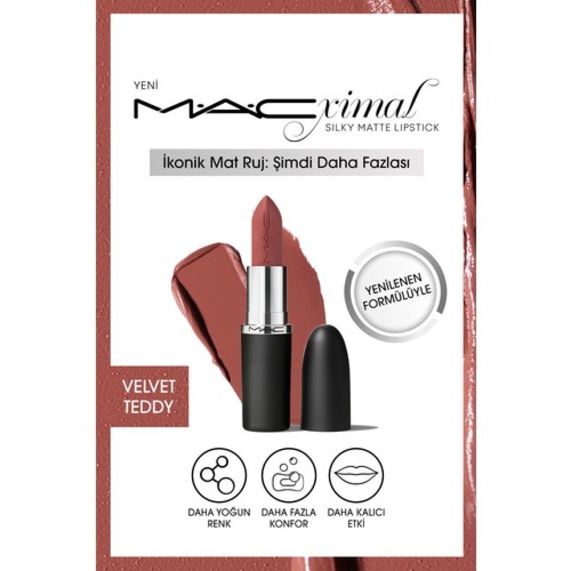 MAC M·A·CXIMAL Silky Matte Lipstick Nemlendirme Etkili Yoğun Renk Sağlayan Ruj - Velvet Teddy