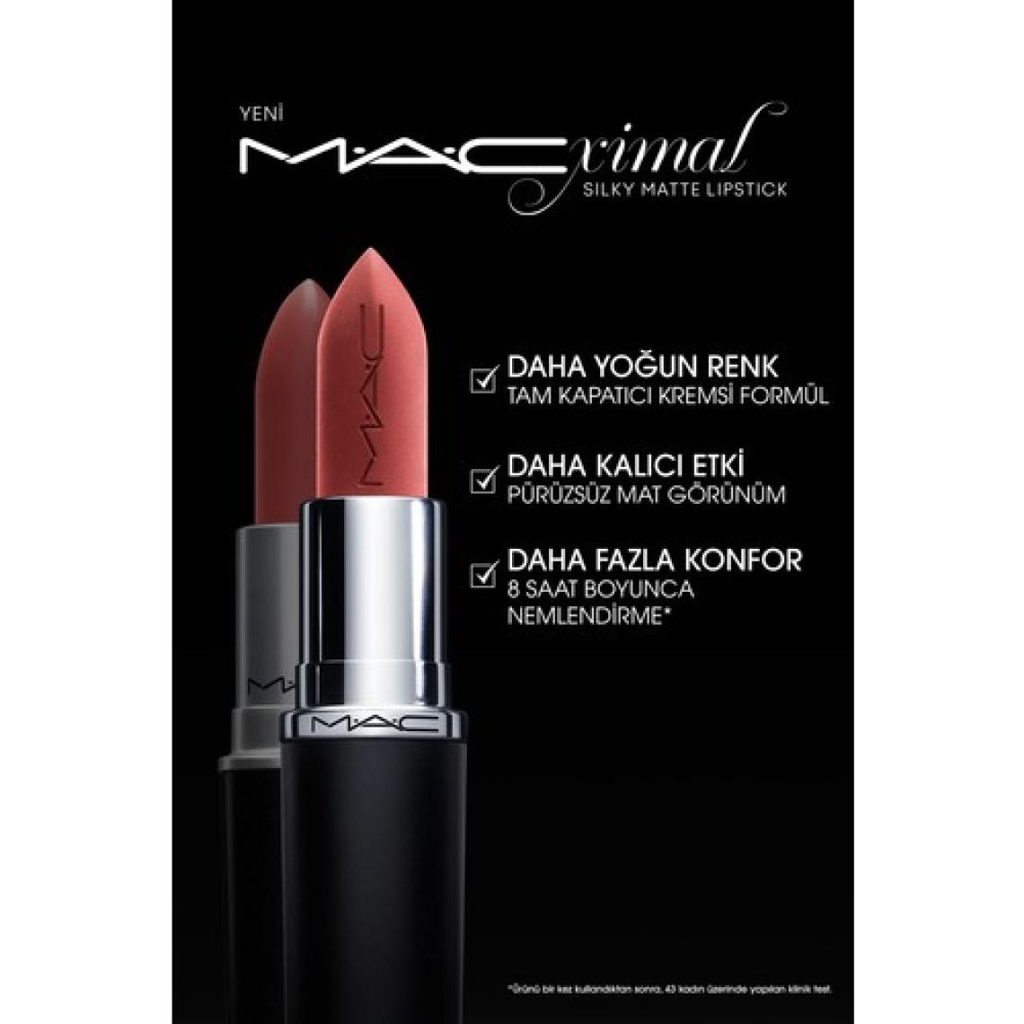 MAC M·a·cxımal Silky Matte Lipstick Nemlendirme Etkili Yoğun Renk Sağlayan Ruj - Russian Red