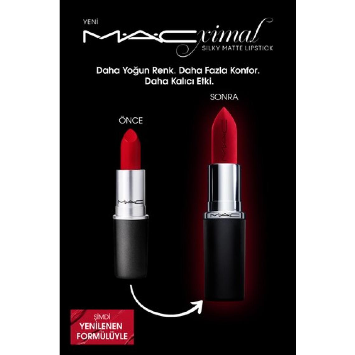 MAC M·a·cxımal Silky Matte Lipstick Nemlendirme Etkili Yoğun Renk Sağlayan Ruj - Russian Red