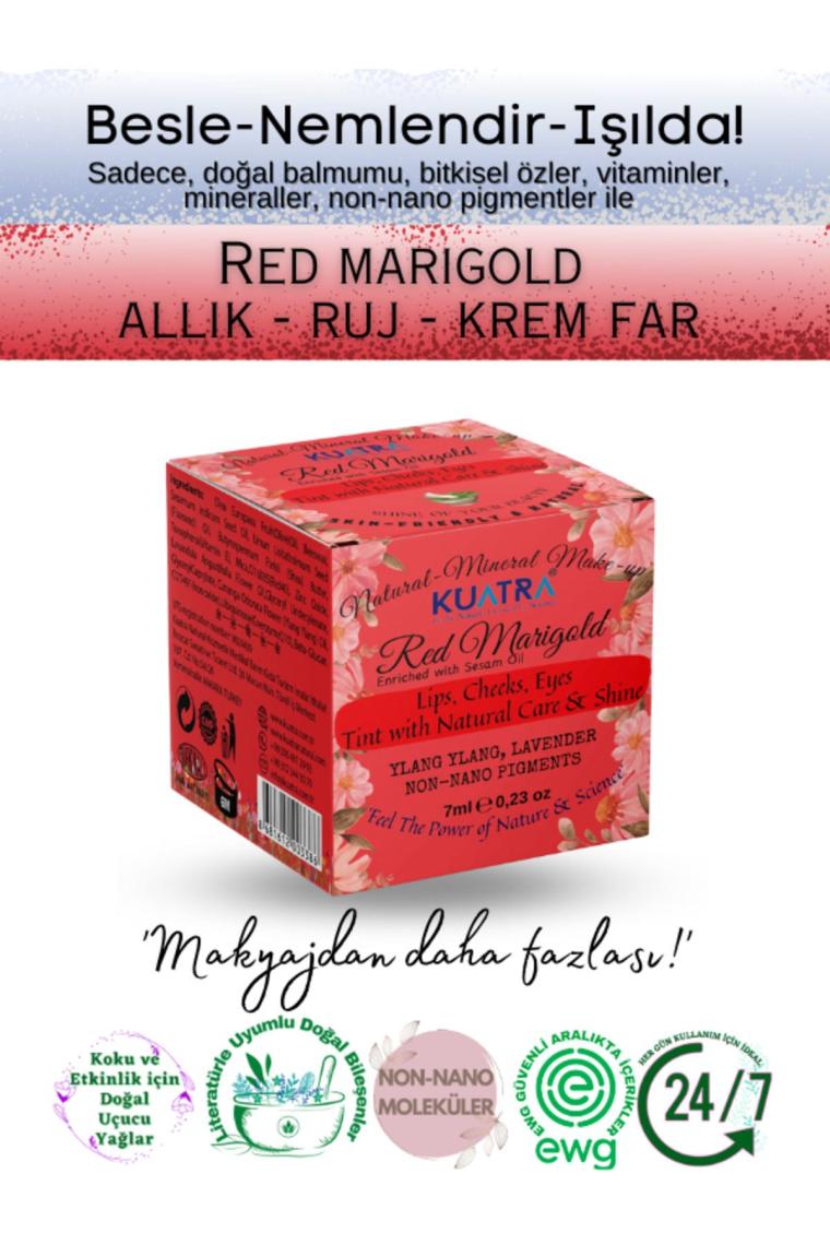 Kuatra Red Marigold  Nemlendirici - Antioksidan Işıltı Veren Balm (Doğal Içerikli Ruj- Allık)