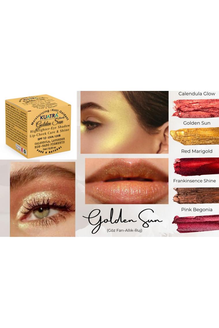 Kuatra Golden Sun Doğal Içerikli Nemlendirici Antioksidan Işıltı Veren Balm (Highlighter - Göz Farı- Aydınlatıcı) 7ml
