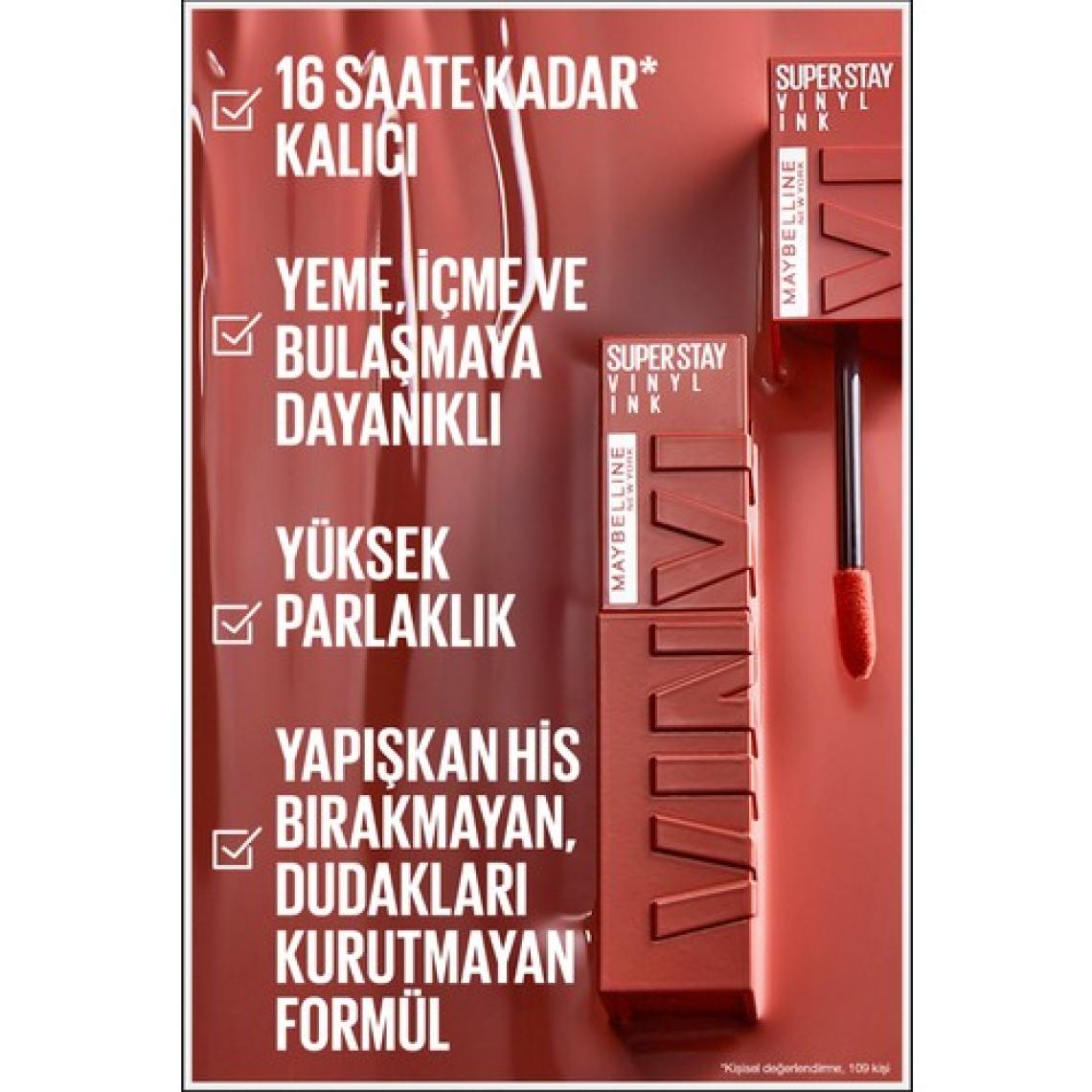 Maybelline New York Super Stay Vinyl Ink Likit Parlak Ruj 130 Extra