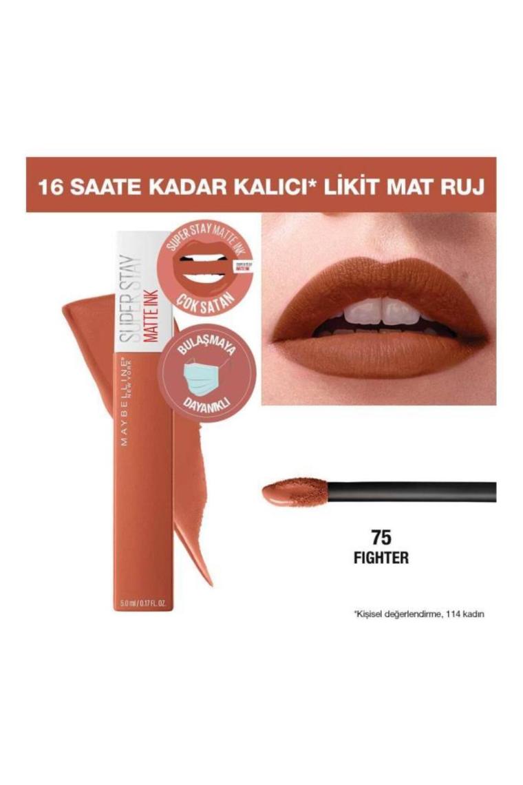 Super Stay Matte Ink Unnude Likit Mat Ruj - 75 Fighter - Kahverengi