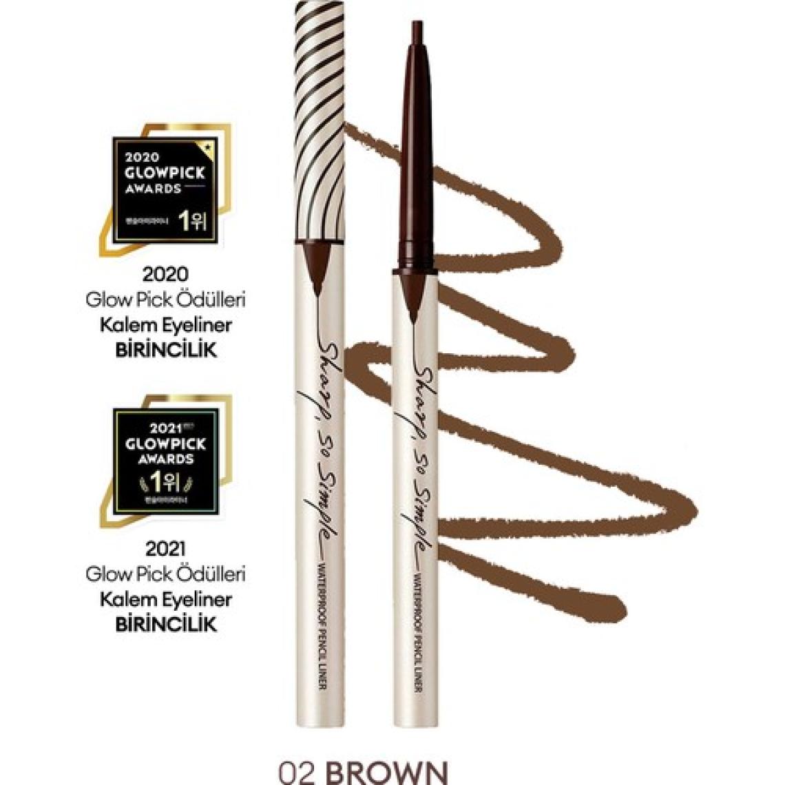 Clio Suya Dayanıklı, İnce Uçlu Göz Kalemi CLIO Sharp So Simple Waterproof Pencil Liner (02 Brown)