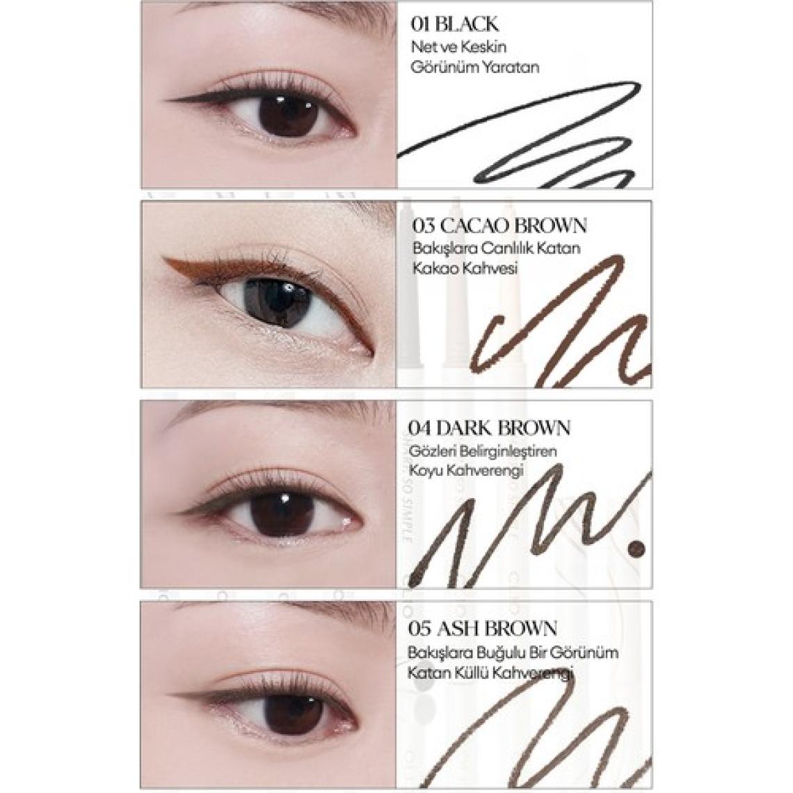 Clio Suya Dayanıklı, İnce Uçlu Göz Kalemi CLIO Sharp So Simple Waterproof Pencil Liner (02 Brown)