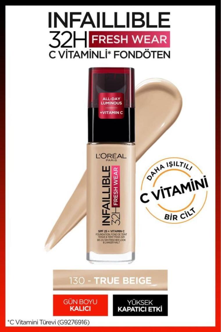 Loreal Paris Infaillible 32H Fresh Wear C Vitaminli Fondöten 130 True Beige