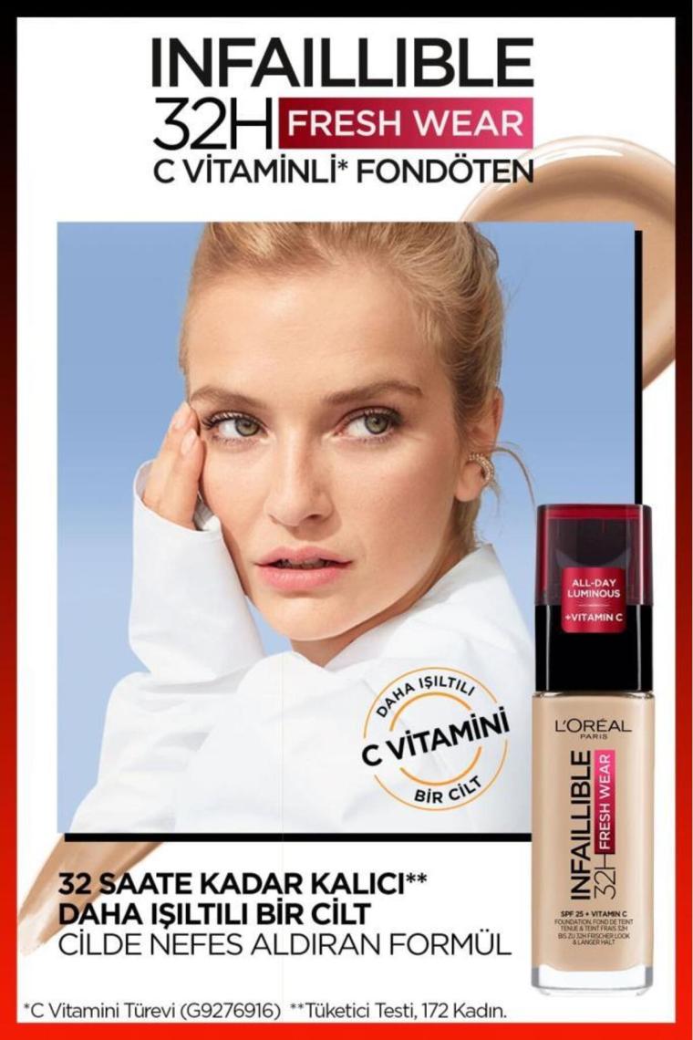 Loreal Paris Infaillible 32H Fresh Wear C Vitaminli Fondöten 130 True Beige