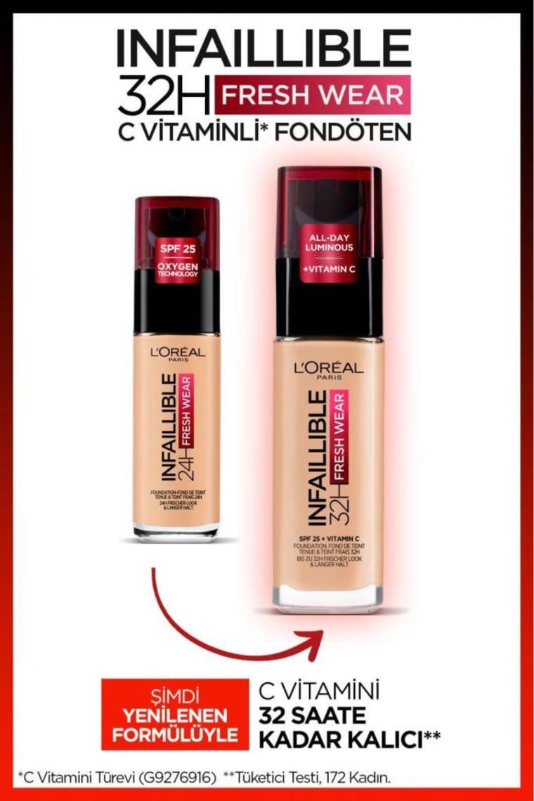 Loreal Paris Infaillible 32H Fresh Wear C Vitaminli Fondöten 130 True Beige