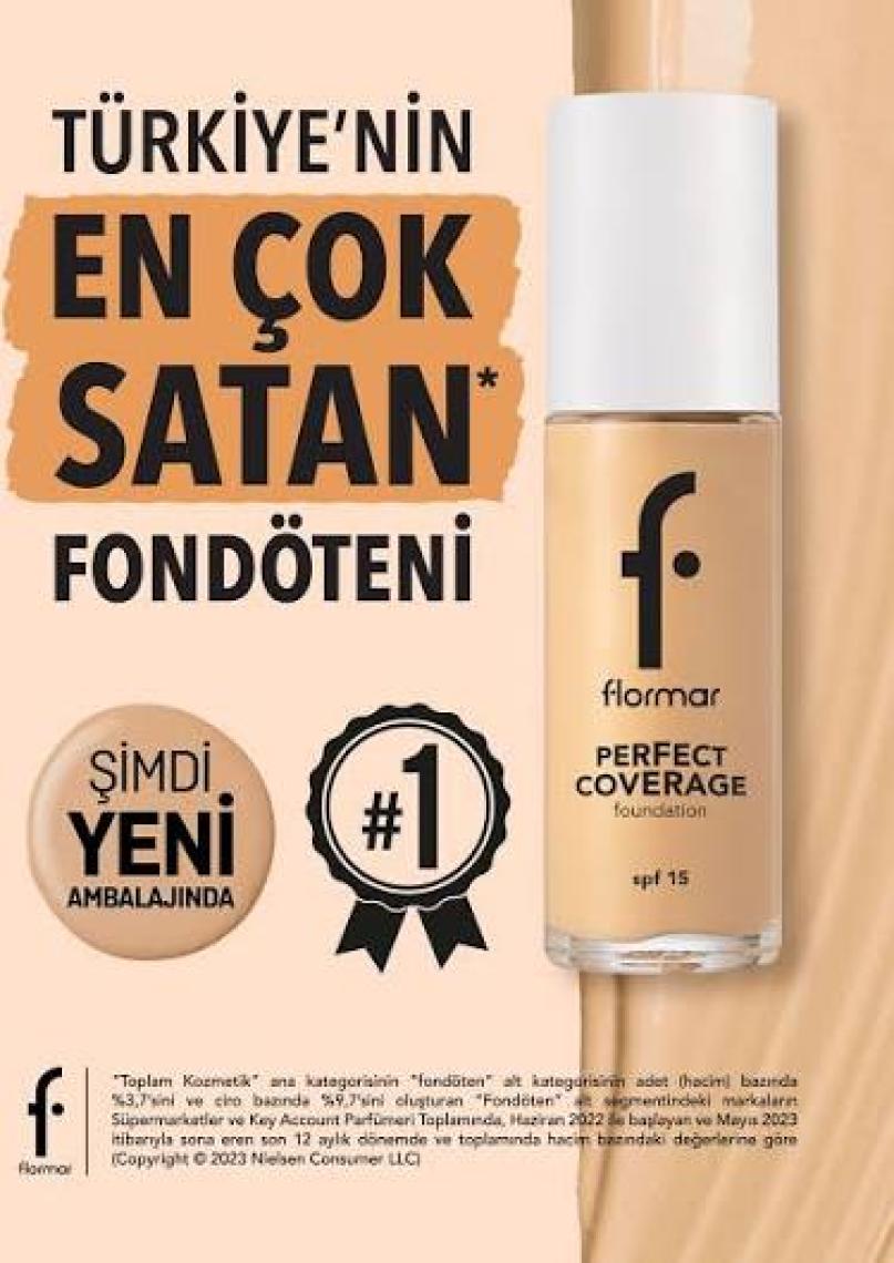 Flormar Perfect Coverage Yoğun Kapatıcı Su Bazlı Fondöten (Nötr Alt Ton) -100 Light Ivory-8682536058124