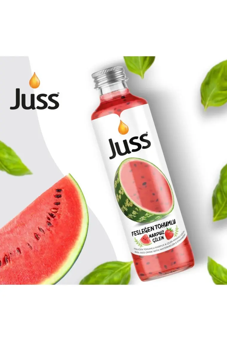 Juss Fesleğen Tohumlu Karpuz Çilek Aromalı Meyve Suyu 6'lı 250 ML