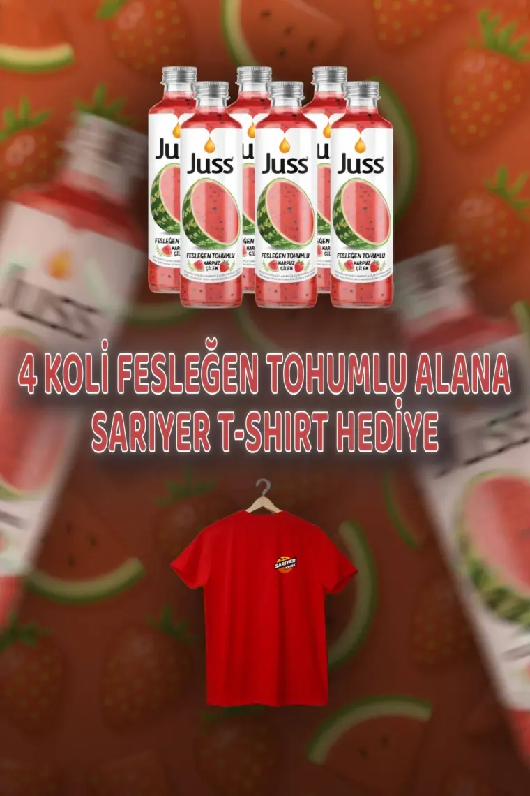 Juss Fesleğen Tohumlu Karpuz Çilek Aromalı Meyve Suyu 6'lı 250 ML