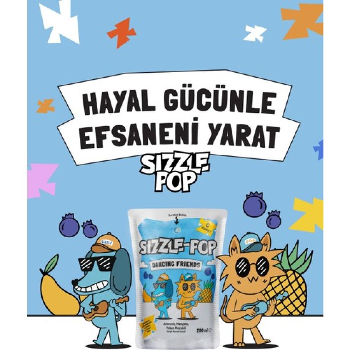Sızzle-Pop Dancıng Frıends Ananas Mango Yabanmersini Meyve Suyu 200 ml x 8 Adet