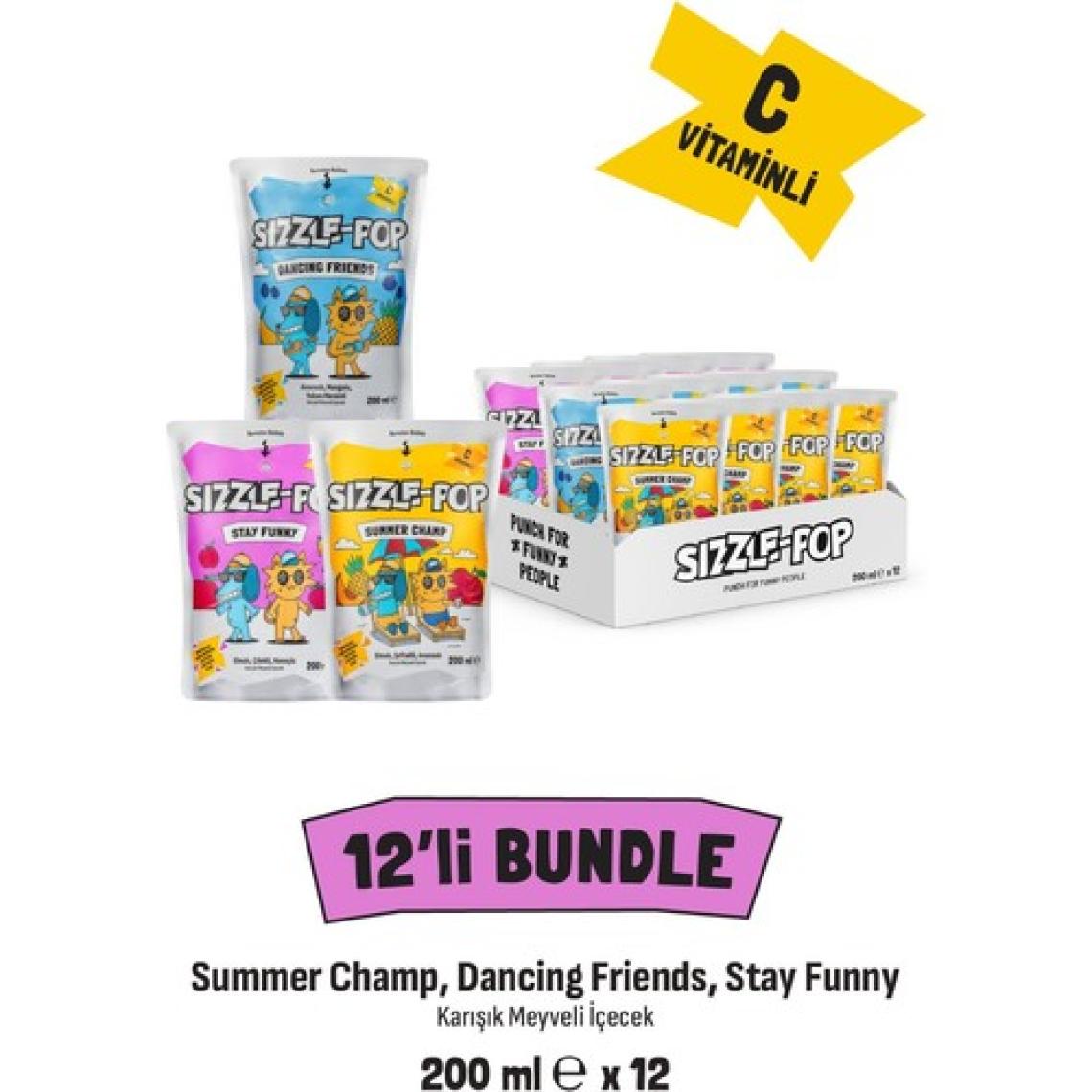 SIZZLE-POP Efsane 3’lü Summer Champ, Dancing Friends, Stay Funny x 3 Tat, 12 Adet