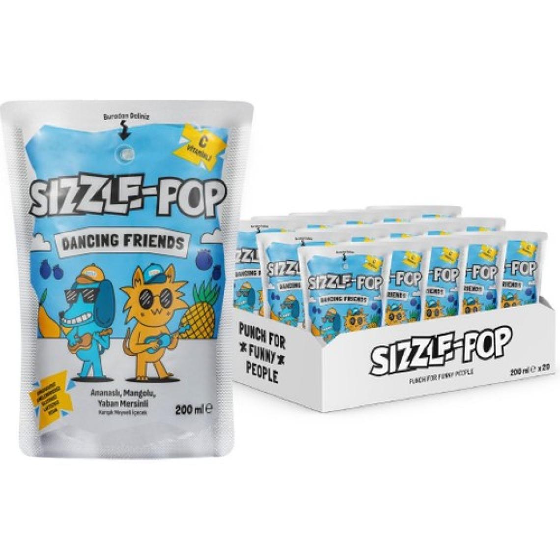 Sızzle-Pop Dancıng Frıends Ananas Mango Yabanmersini Meyve Suyu 200 ml x 20 Adet