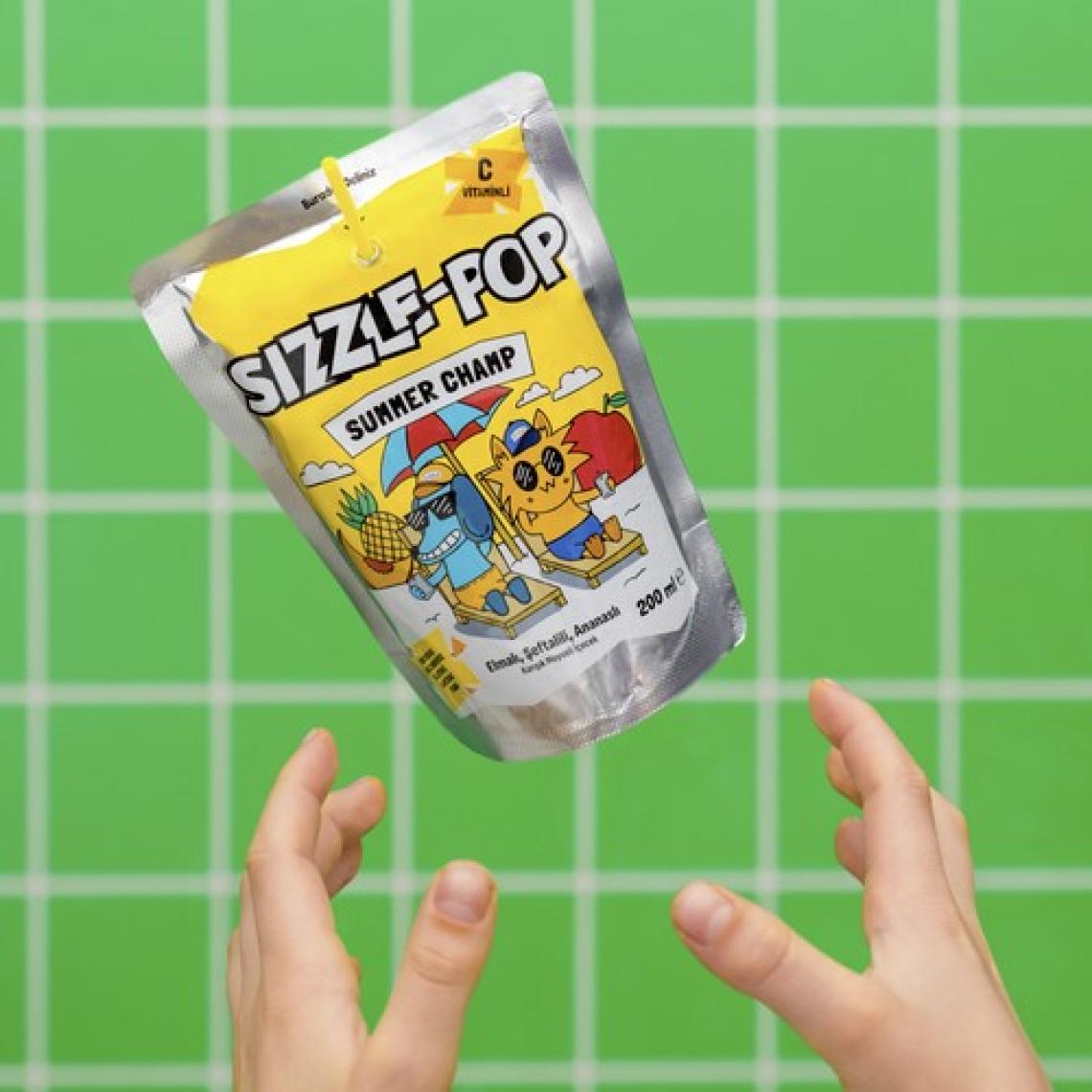 Sızzle-Pop Summer Champ Şeftali Elma Ananas Meyve Suyu 200 ml x 20 Adet