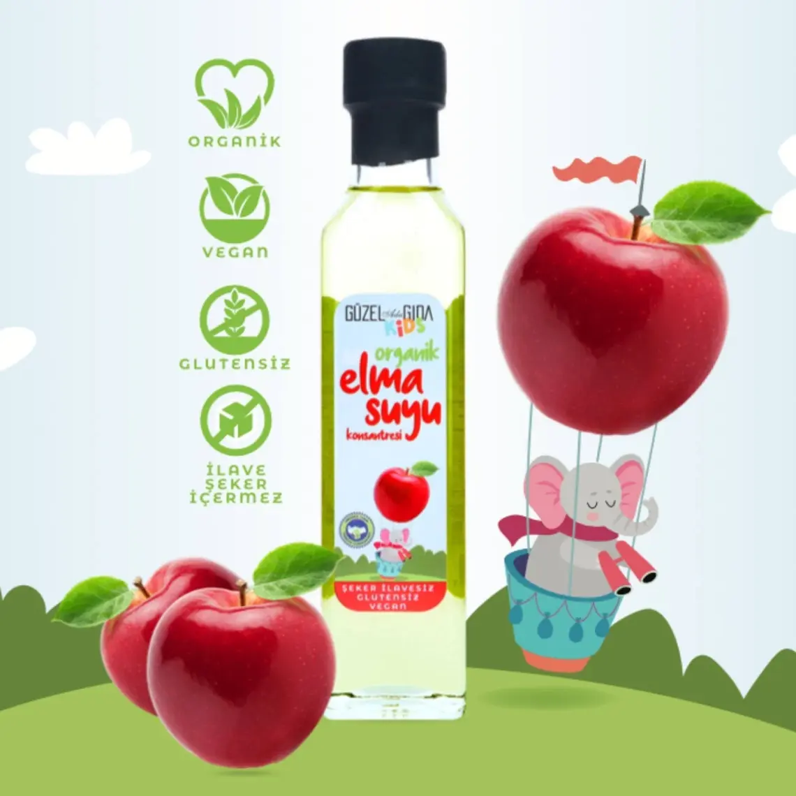 Güzel Ada Gıda Kids Organik Elma Suyu Konsantresi 340 Gr