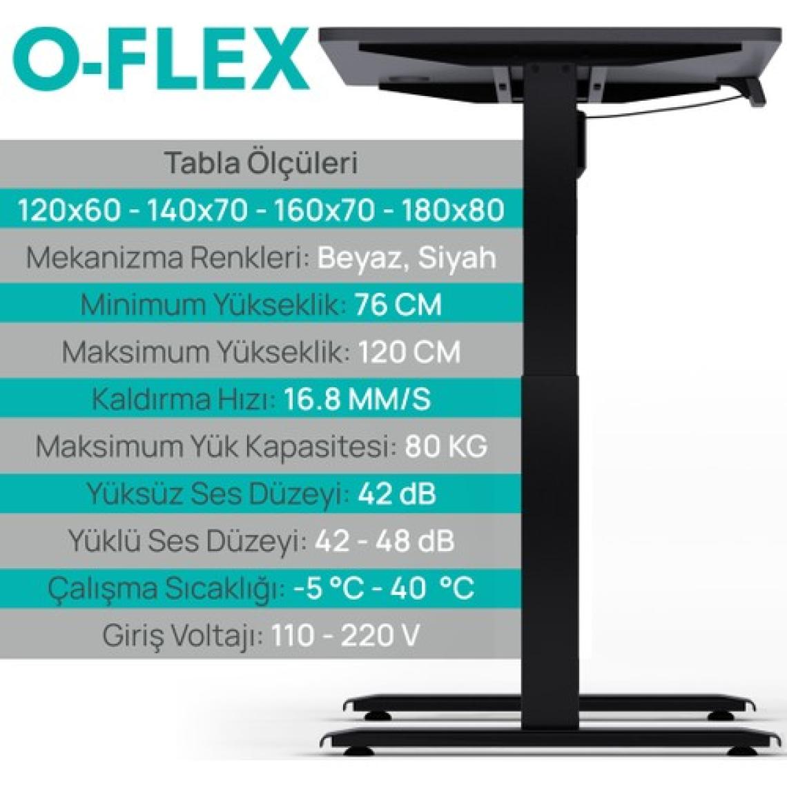 Karr Office O-Flex Tek Motorlu Elektrikli Yükseklik Ayarlı Masa - 120x60 - Pasifik Mavi