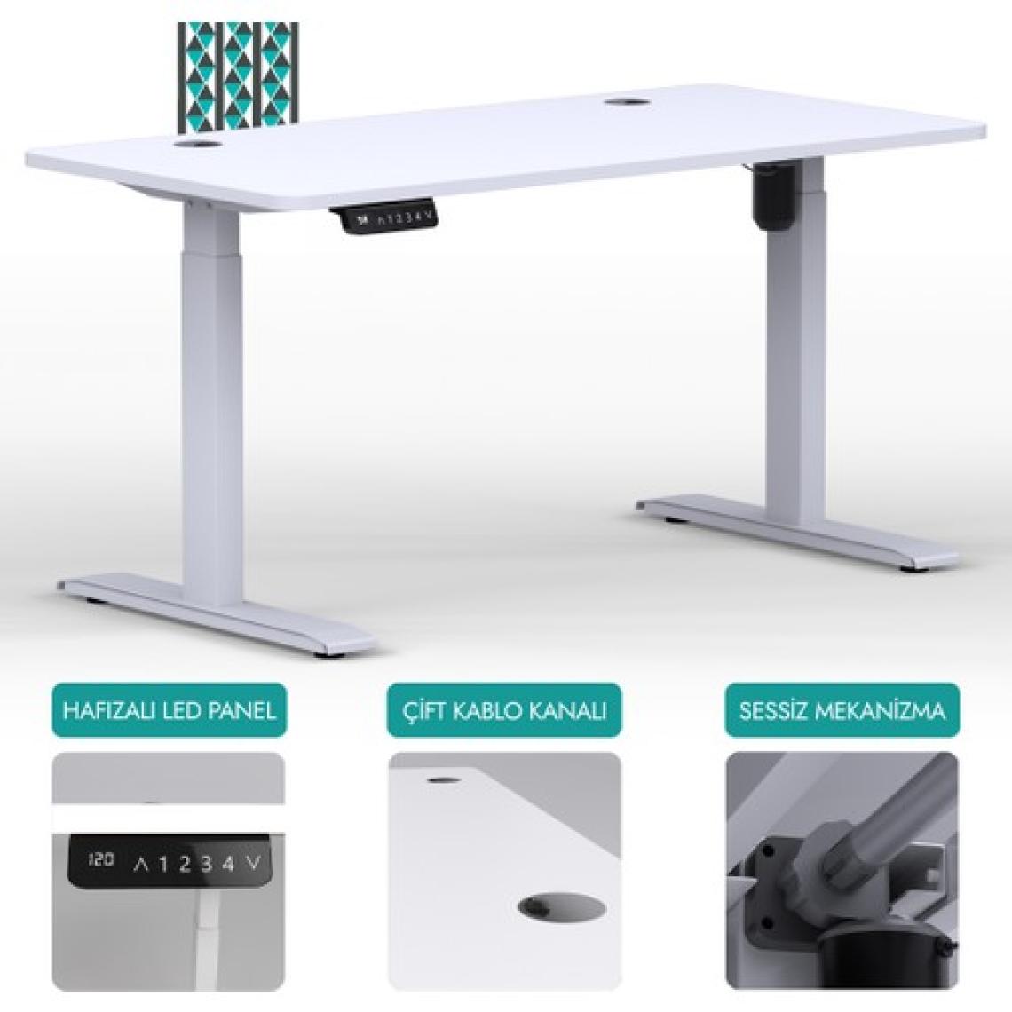 Karr Office O-Flex Tek Motorlu Elektrikli Yükseklik Ayarlı Masa - 120x60 - Beyaz