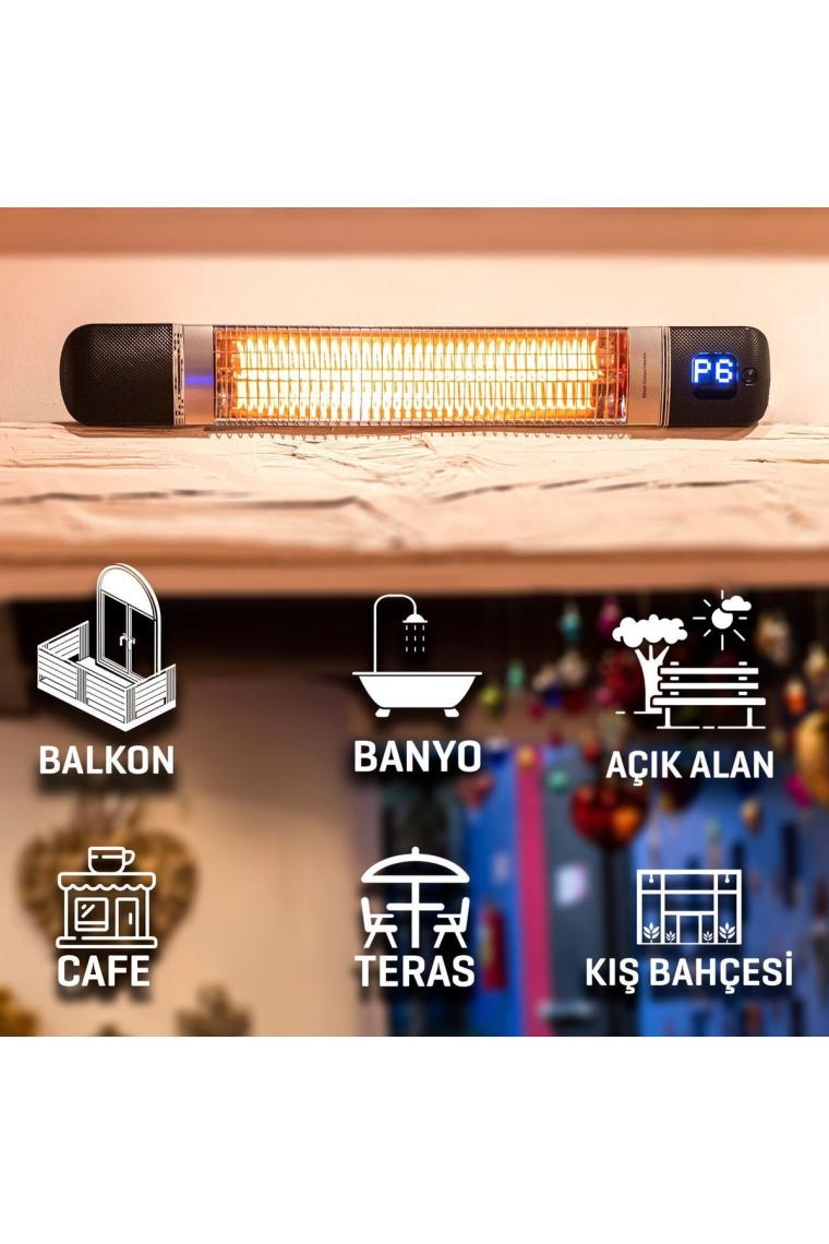 Smarty-wl Infrared Elektrikli Isıtıcı Akıllı Ip55 Su Geçirmez Duvar Cafe Tipi Dış Mekan 2500w