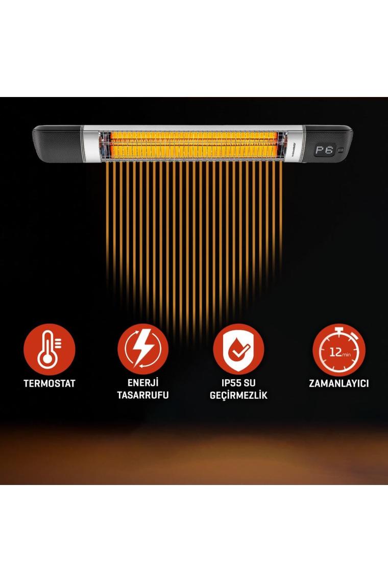 Smarty-wl Infrared Elektrikli Isıtıcı Akıllı Ip55 Su Geçirmez Duvar Cafe Tipi Dış Mekan 2500w